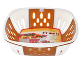 Heart Home Large Multi-Purpose Plastic Storage Baskets for Fruits Vegetables and Kitchen Fridge Dining Table- Pack of 4 (Pink & Brown)-HS42KUBMART25420